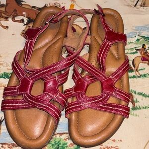 Ladies Nuture Red Leather Sandals Size 7